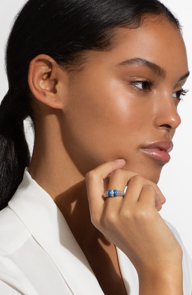 LAGOS Blue Caviar Diamond Link Ring, Alternate, color, Ultramarine