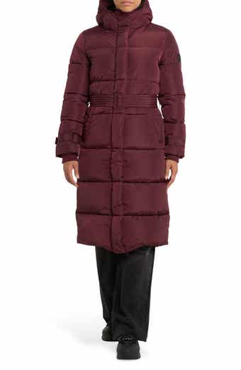 Noize Mara Belted Maxi Puffer Coat with Removable Hood