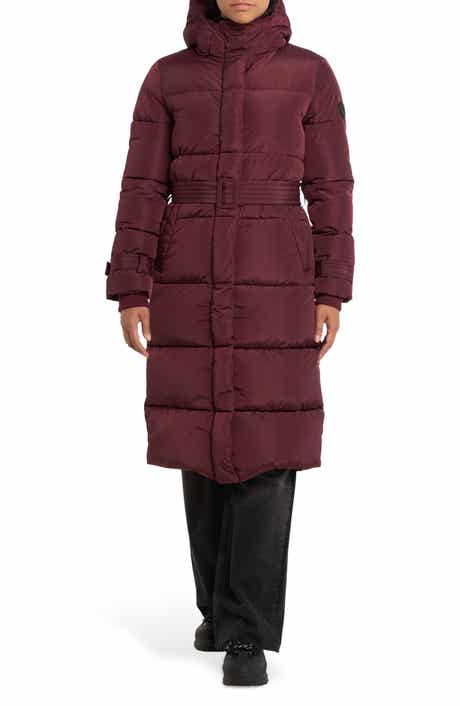 Noize Mara Belted Maxi Puffer Coat with Removable Hood