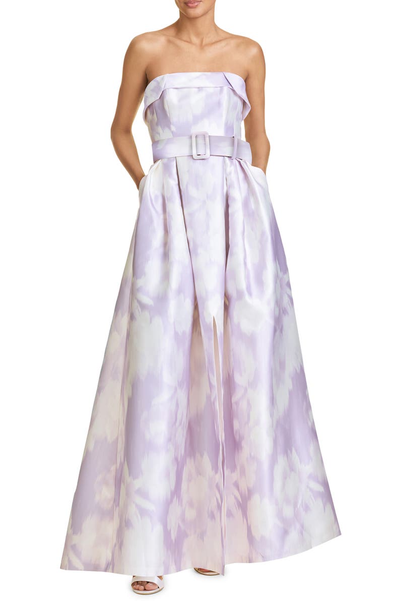 Sachin & Babi Brielle Ikat Floral Strapless Gown, Main, color, 