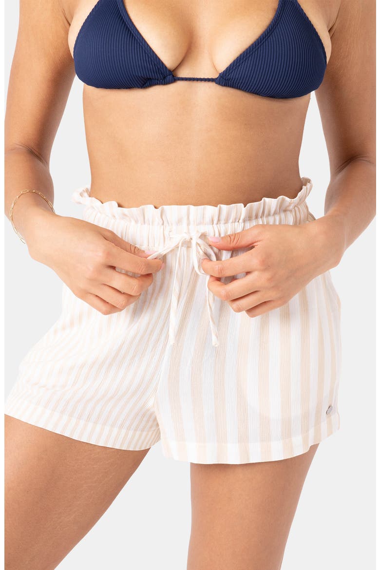 Stripe Out Cover-Up Drawstring Shorts, Alternate, color, EGRET