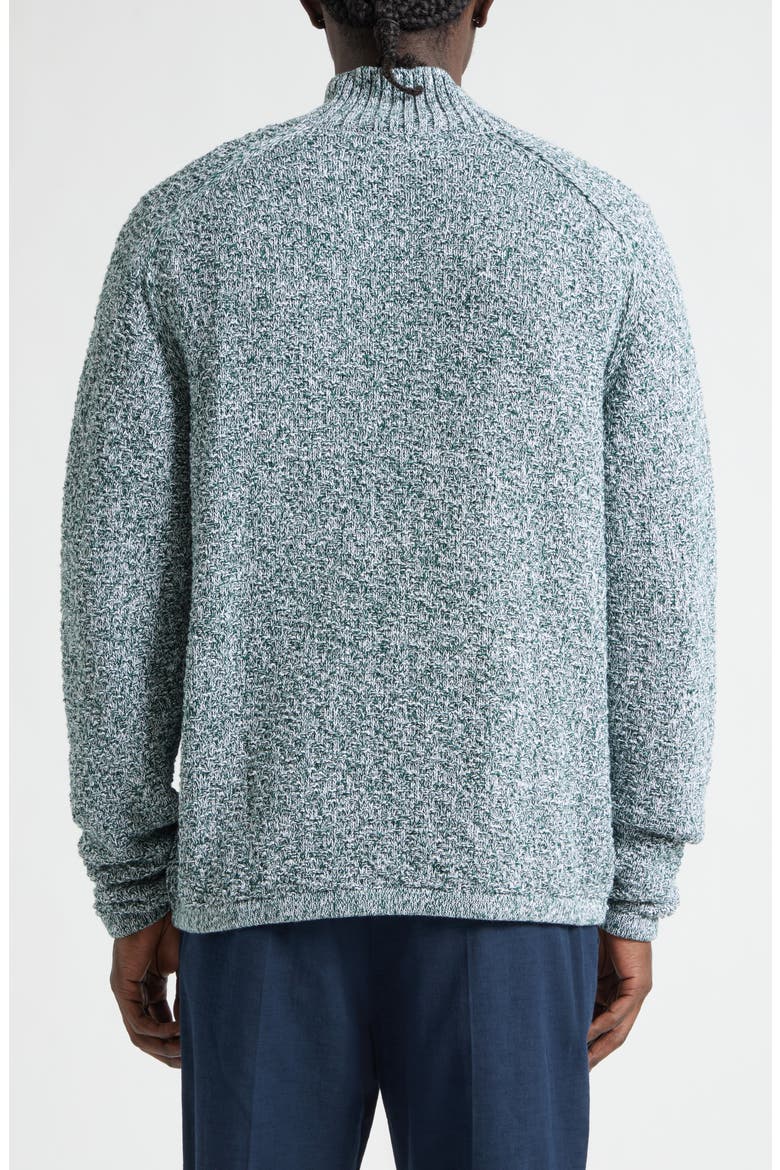 Mélange Cotton Blend Full Zip Sweater, Alternate, color, OFF-WHITE/ GREEN