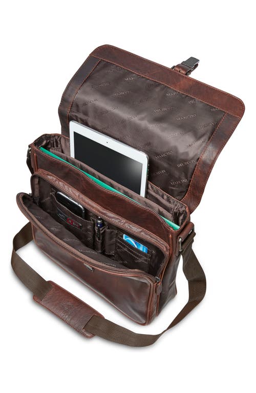 Mancini Leather Laptop Messenger Bag In Brown
