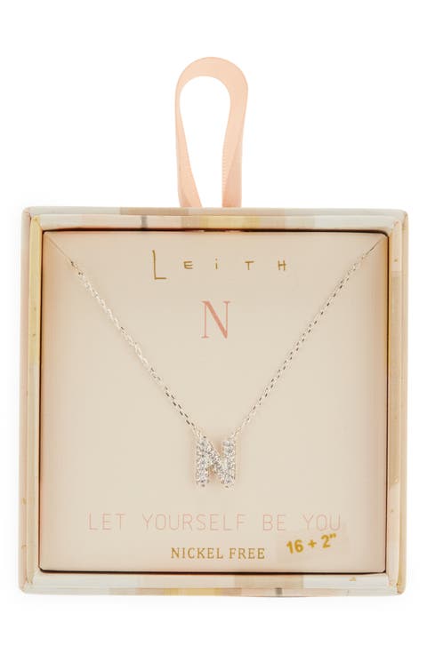 Cubic Zirconia Initial Pendant Necklace