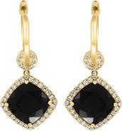 EFFY 14K Yellow Gold Black Onyx Statement Diamond Huggie Earrings