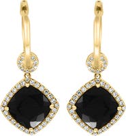 EFFY 14K Yellow Gold Black Onyx Statement Diamond Huggie Earrings
