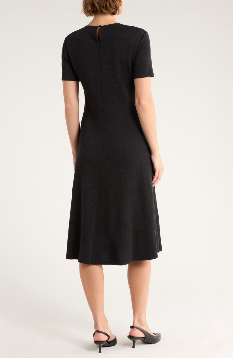 Theory Twisted Midi Fit & Flare Dress, Alternate, color, Black Melange