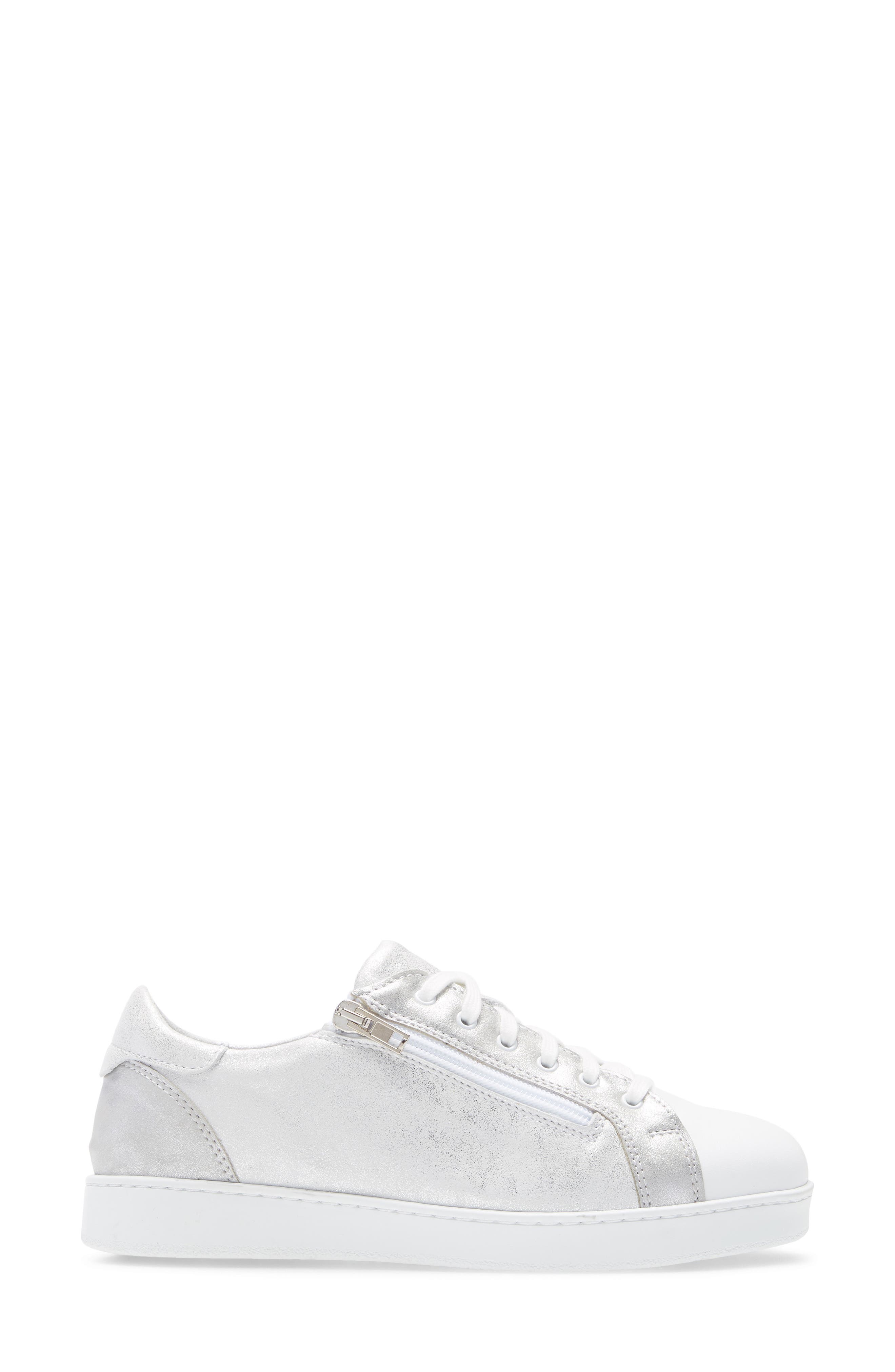Elisa Sneaker, Alternate, color, SILVER/ WHITE LEATHER
