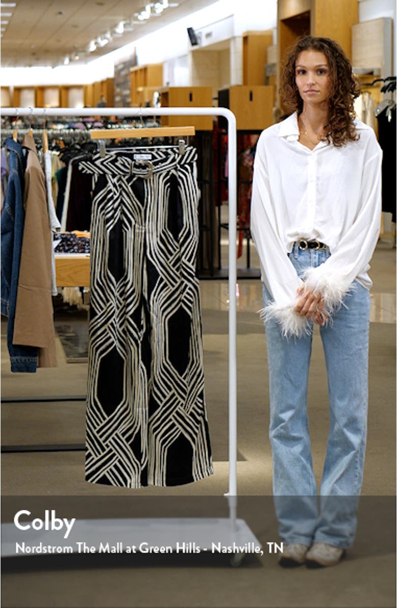 Geo Print High Waist Satin Palazzo Pants, sales video thumbnail