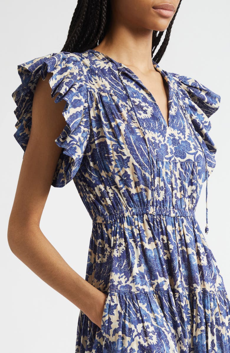 Ulla Johnson Kairi Flutter Sleeve Midi Dress, Alternate, color, Ocean