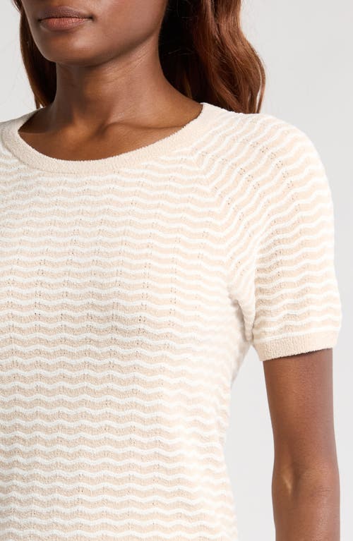 Barefoot Dreams Cozychic Ultra Lite® Pointelle Short Sleeve Lounge Top In Stone/pearl