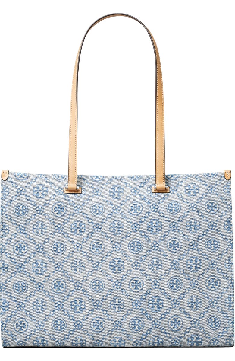 Tory Burch T Monogram Denim Tote, Main, color, Powder Blue