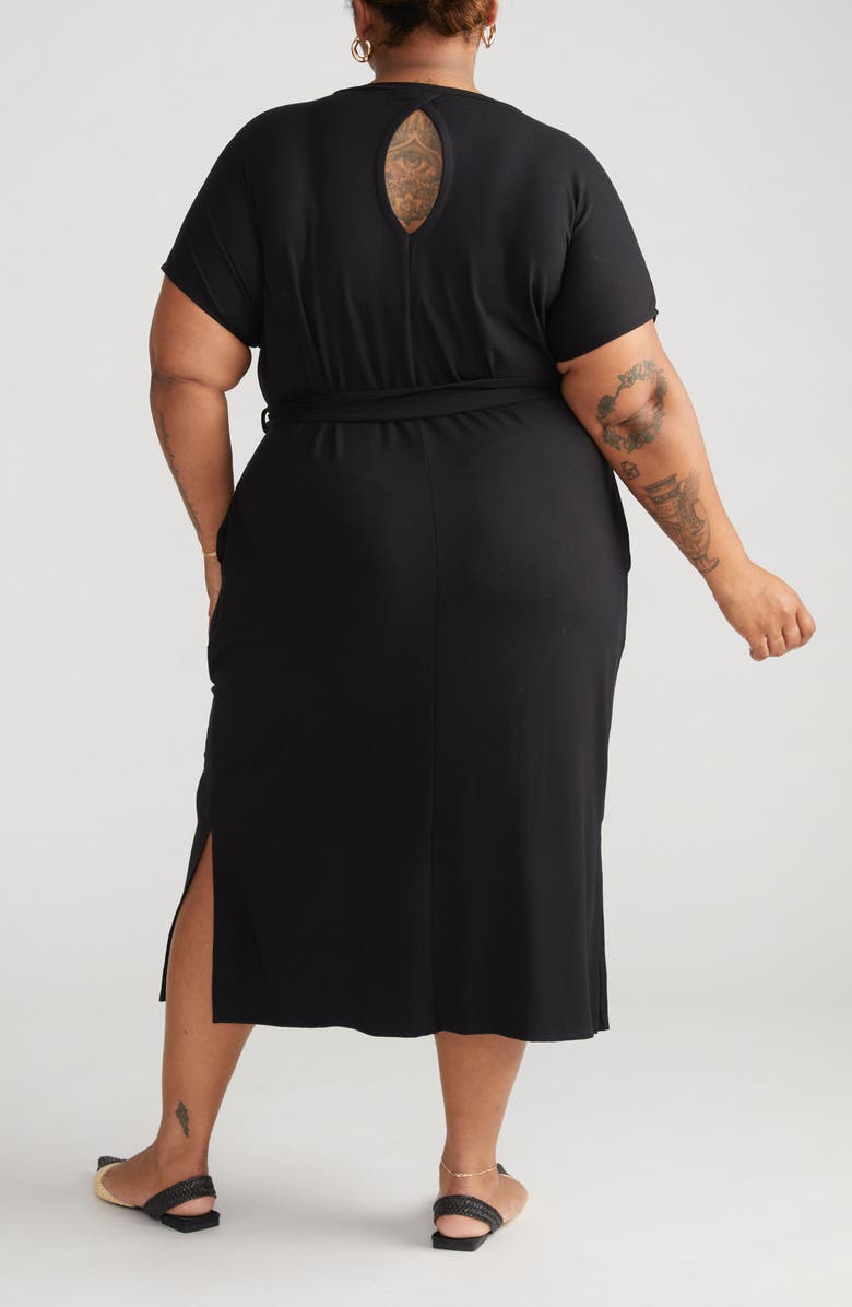 Universal Standard Divine Tie Belt Jersey T-Shirt Dress, Alternate, color, 