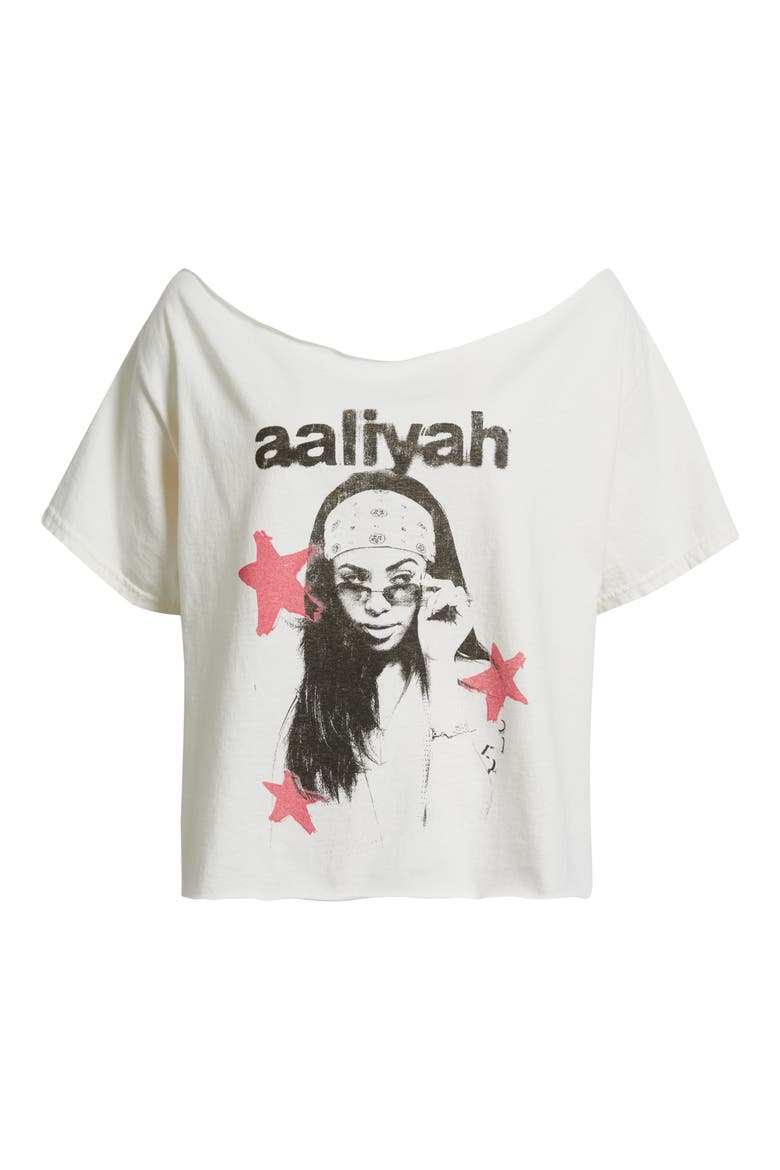 Aaliyah Off the Shoulder Graphic T-Shirt, Alternate, color, IVORY