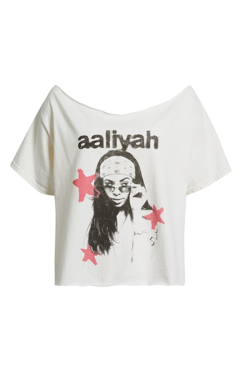 Merch Traffic Aaliyah Off the Shoulder Graphic T-Shirt, Alternate, color, Ivory