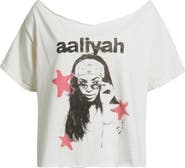 Merch Traffic Aaliyah Off the Shoulder Graphic T-Shirt