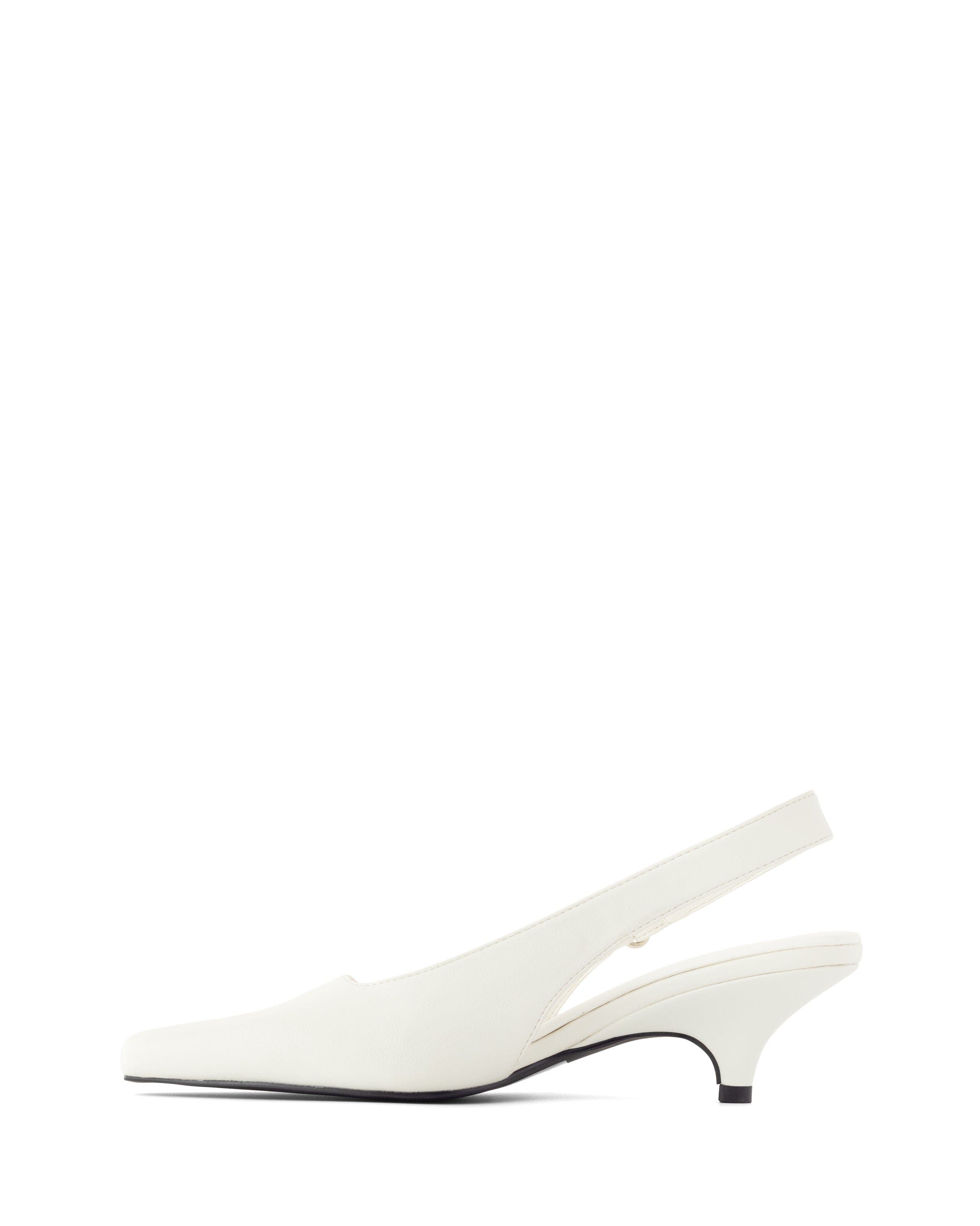 Newark Pointed-Toe Slingback Heel, Alternate, color, WHITE PU