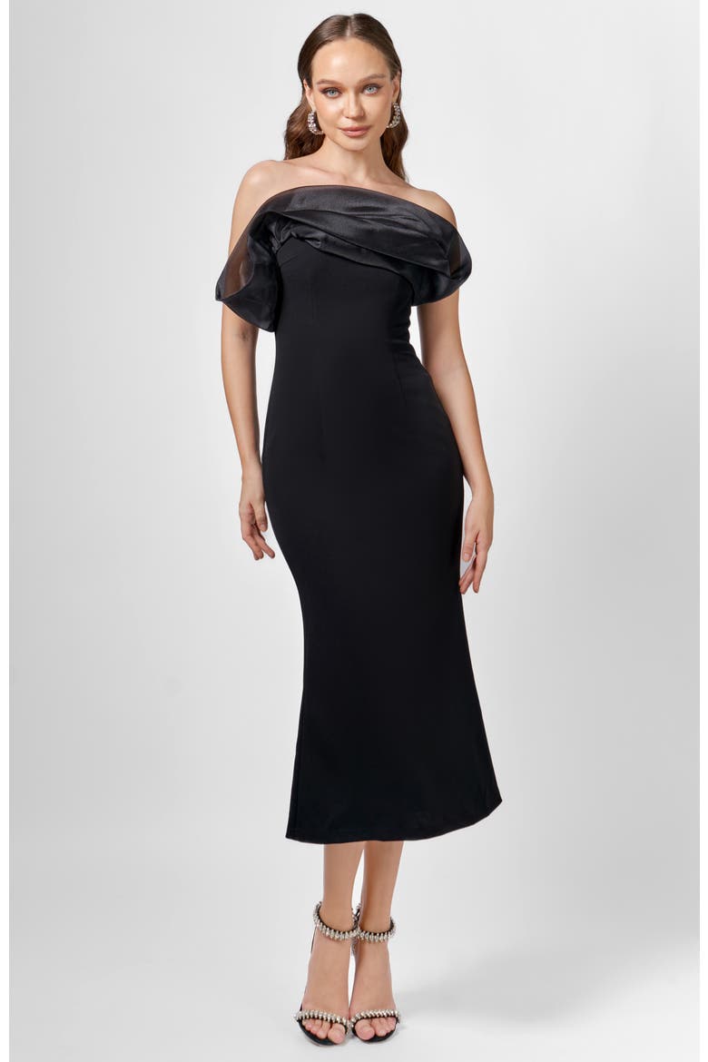Kiarra Strapless Midi, Alternate, color, BLACK