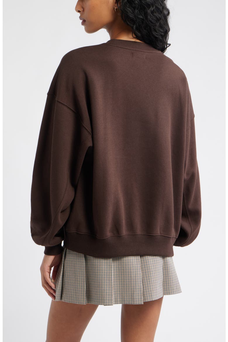 Relaxed Cotton Blend Sweatshirt, Alternate, color, BROWN COFFEE
