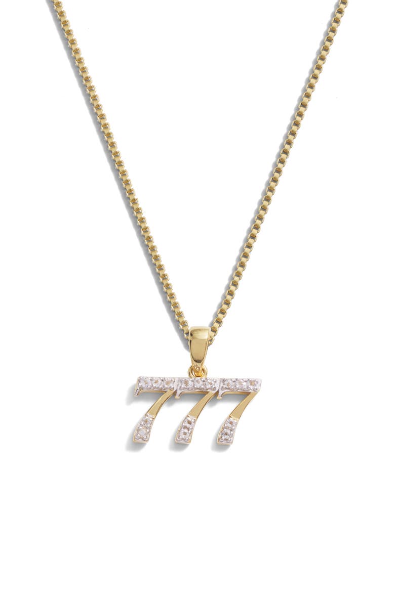 Awe Inspired Pavé Angel Number Necklace, Main, color, 777 - 14K Gold Vermeil