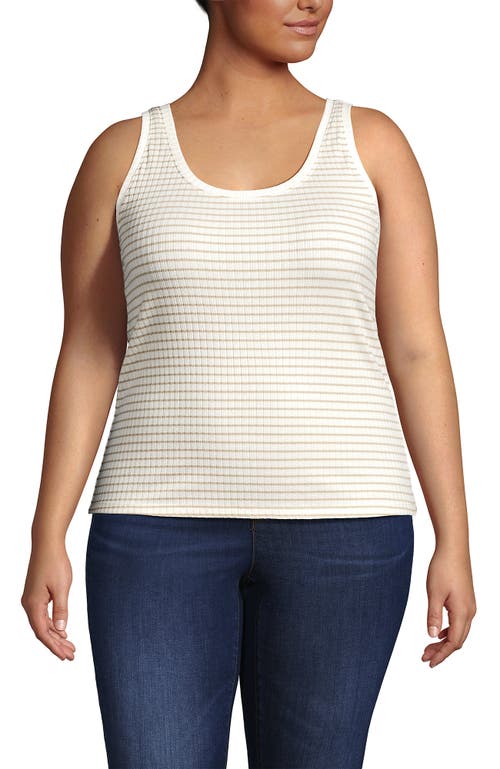 Lands' End Plus Size Pointelle Rib Uneck Tank In White