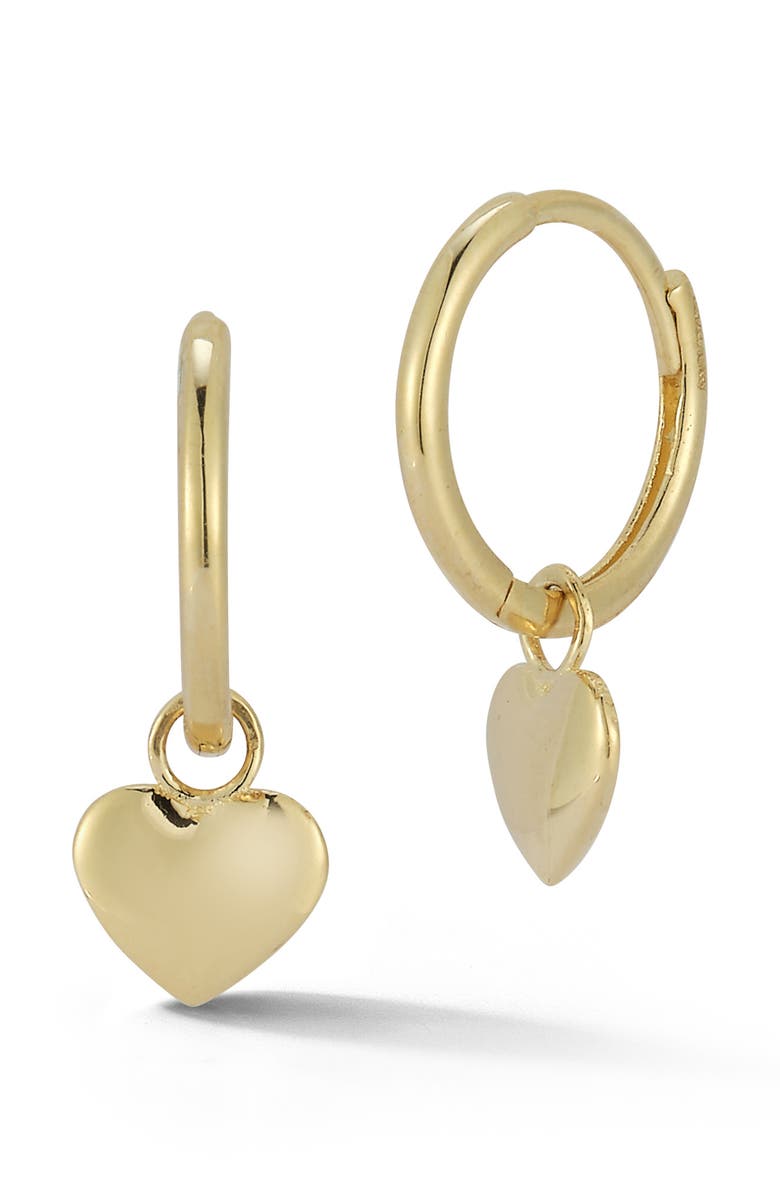 Ember Fine Jewelry 14K Gold Heart Hoop Earrings, Main, color, Gold