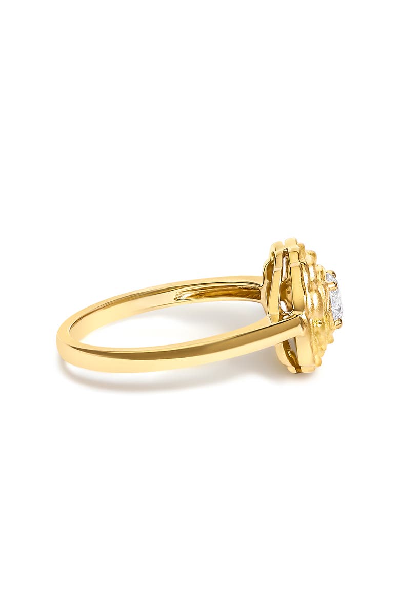 Haus of Brilliance 14K Yellow Gold Plated Sterling Silver 1/3 Ctw Lab Grown Diamond Floral Motif Solitaire Ring, Alternate, color, Yellow Gold Over Silver