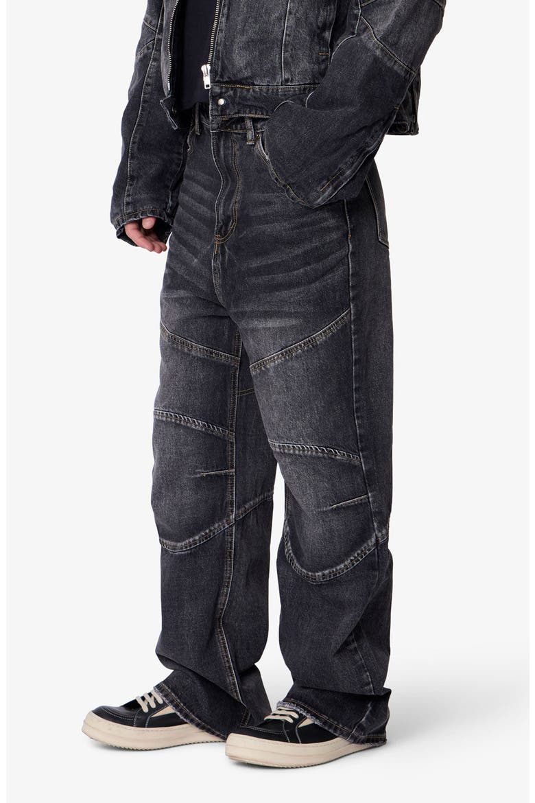 Paneled Moto Kick Flare Jeans, Alternate, color, WASHED BLACK