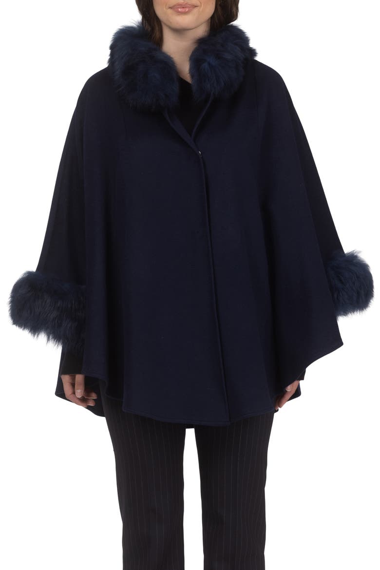 Wool And Cashmere Cape, Alternate, color, NAVY