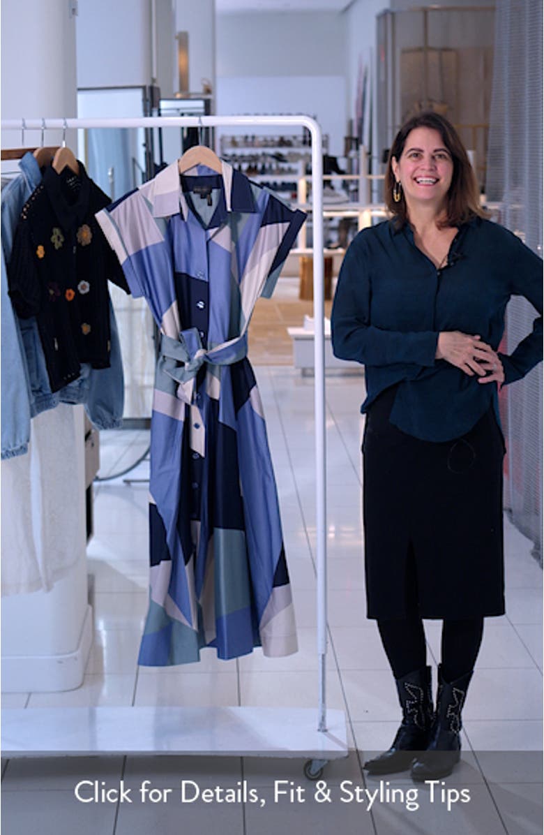 Patchwork Belted Midi Shirtdress, sales video thumbnail