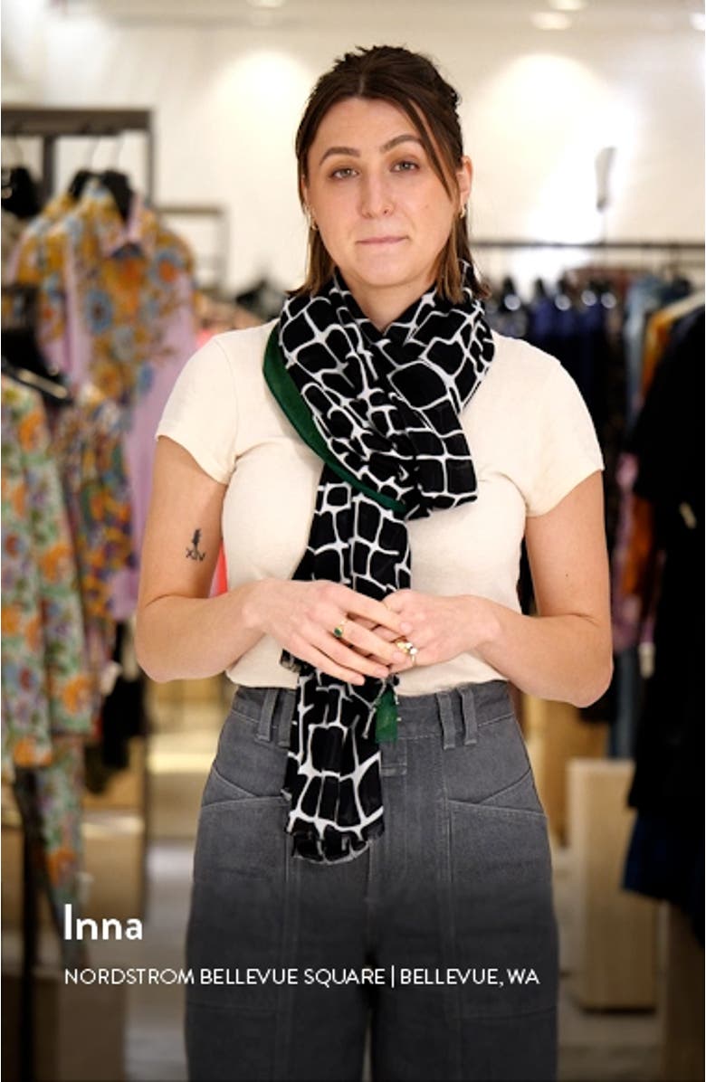 geometric giraffe oblong scarf, sales video thumbnail