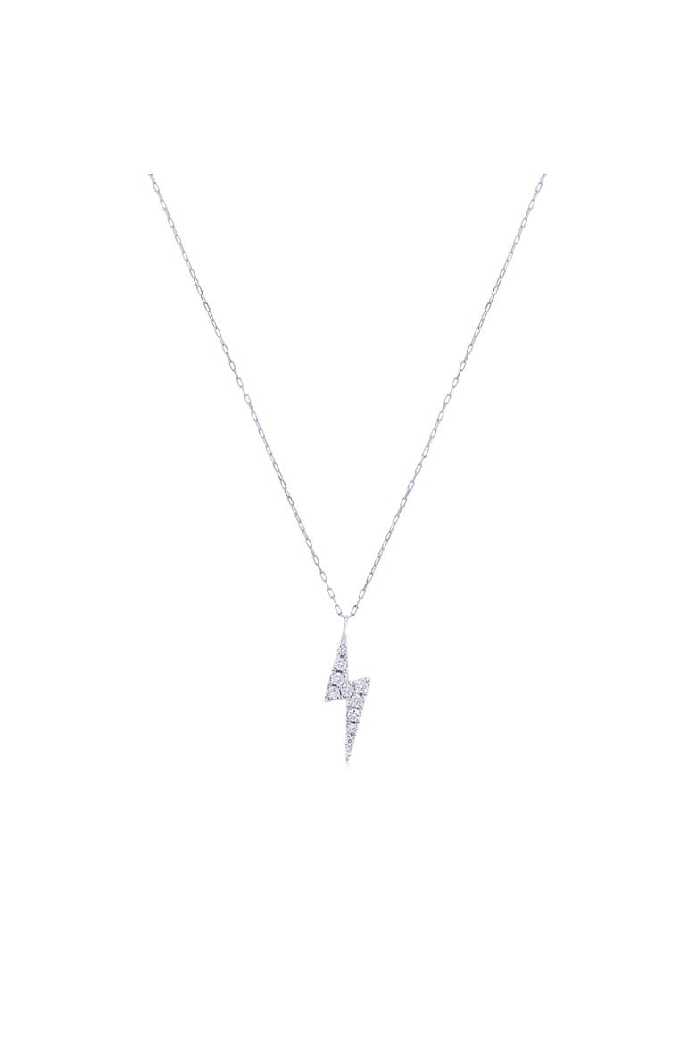 Diamond Lightning Bolt Necklace, Main, color, White Gold