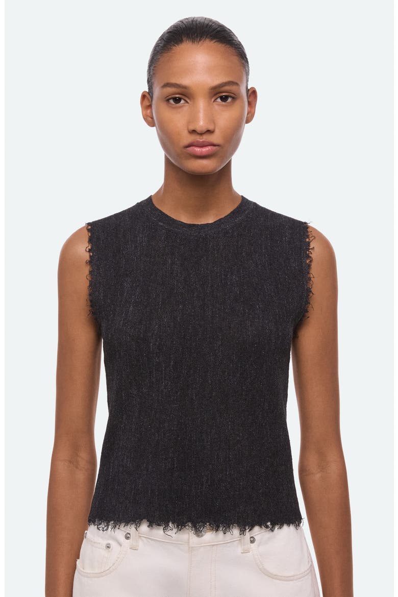 Raw Edge Linen Blend Sweater Tank, Alternate, color, BLACK