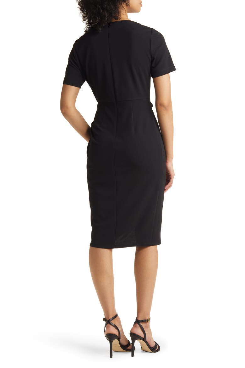 Stretch Crepe Side Knot Dress, Alternate, color, BLACK