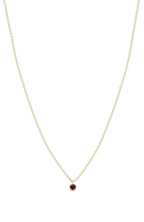 14K Gold Bezel Birthstone Necklace