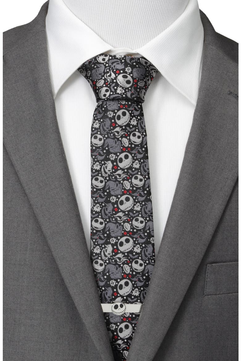 Nightmare Before Christmas Black Silk Tie, Alternate, color, MULTI