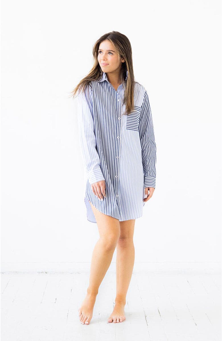 SALUA Amalfi Stripes Resort Shirt, Main, color, Light Blue-Navy