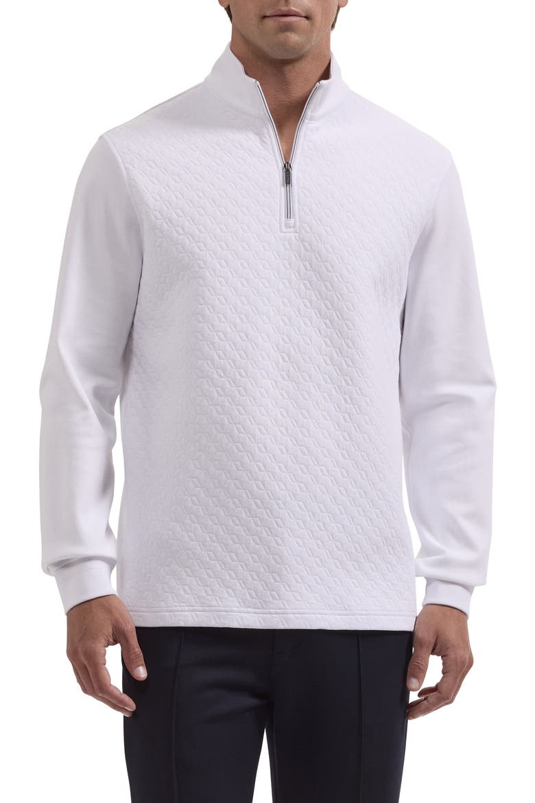 Diamond Quilted Quarter Zip Pullover, Main, color, WHITE