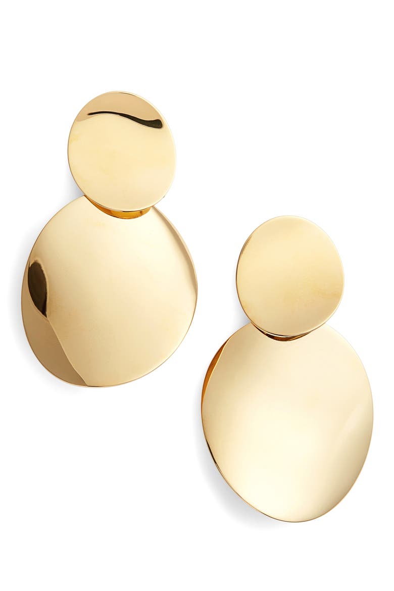 gold standard double drop earrings, Main, color, GOLD