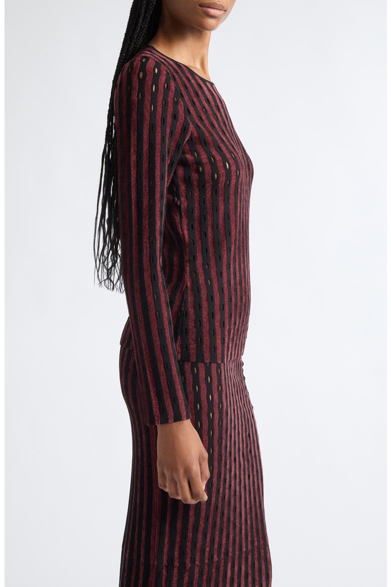 Lulu Open Stitch Stripe Sweater, Alternate, color, RAISIN MULTI