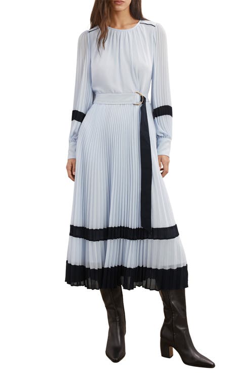 Tori Long Sleeve Pleated Dress