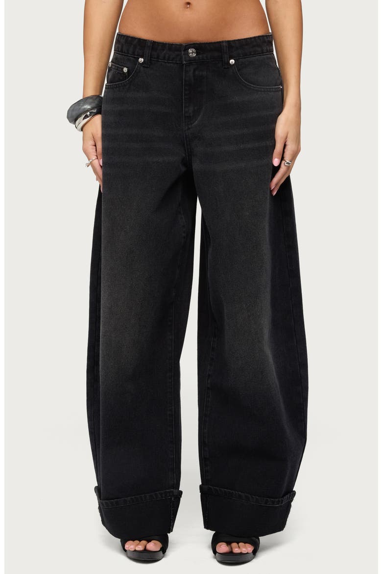 Kella Low Rise Baggy Jeans, Main, color, DENIM-BLACK