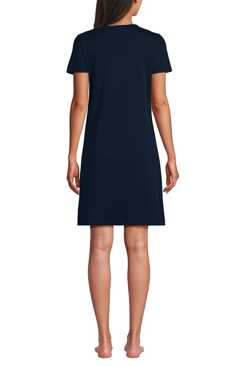 Cotton Short Sleeve Knee Length Nightgown, Alternate, color, Radiant Navy