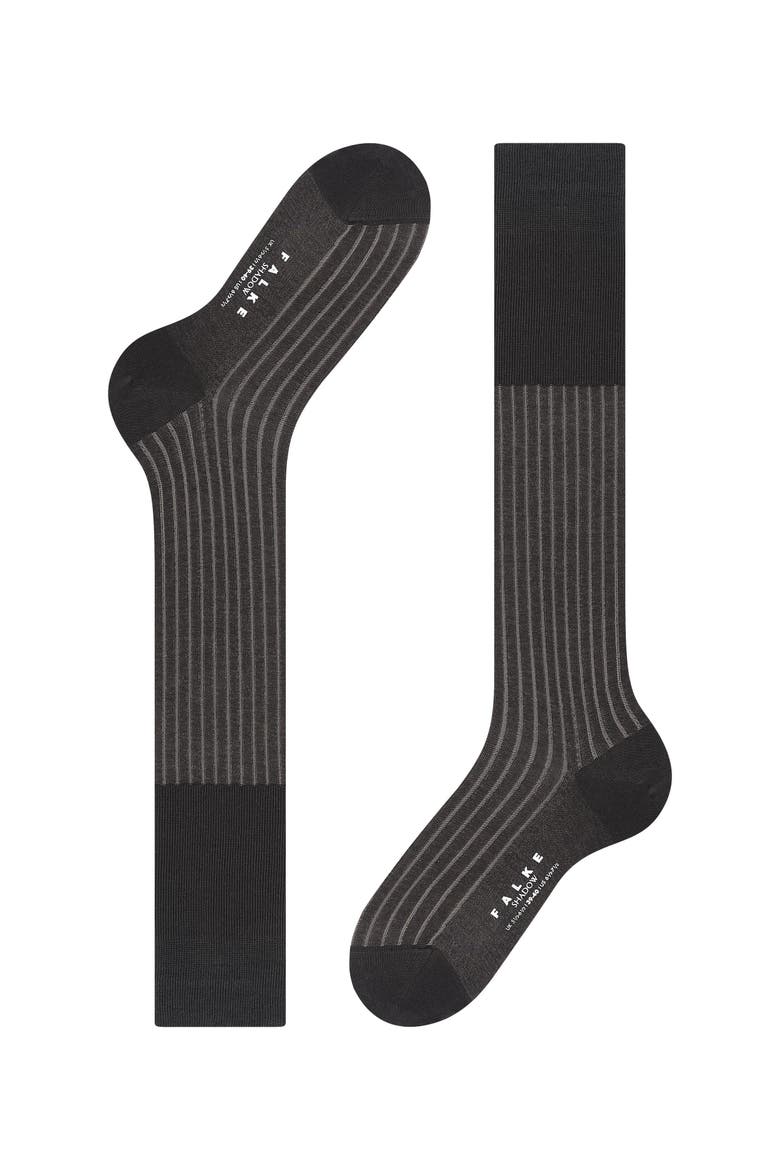 Shadow Striped Cotton Knee High Socks, Alternate, color, Grey-White