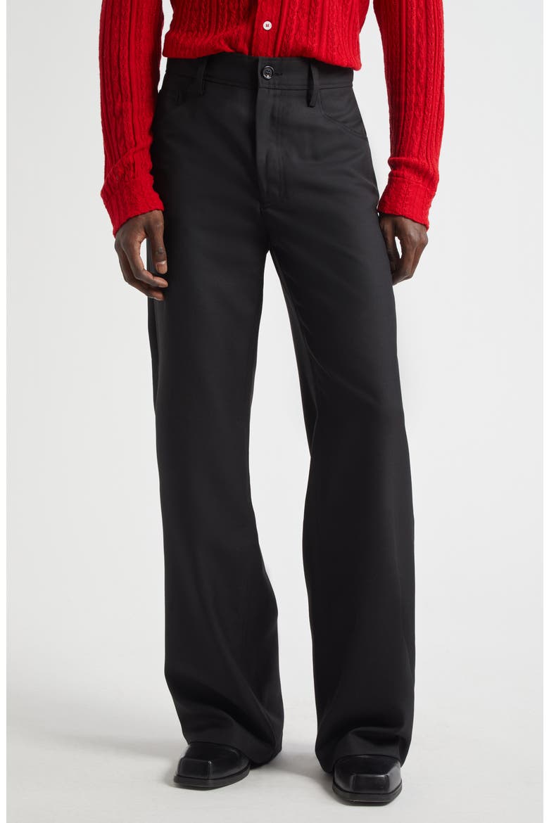 Jiro Wide Leg Twill Trousers, Main, color, BLACK WOOL