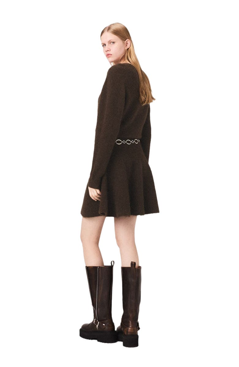 maje Mini yak blend dress, Alternate, color, Dark Brown