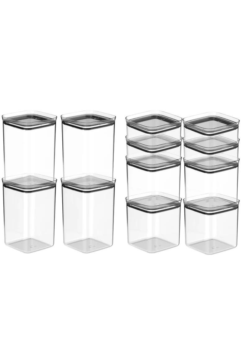 Airtight Clear Stackable Food Storage Container Set with Leak Proof Lid, Main, color, Clear