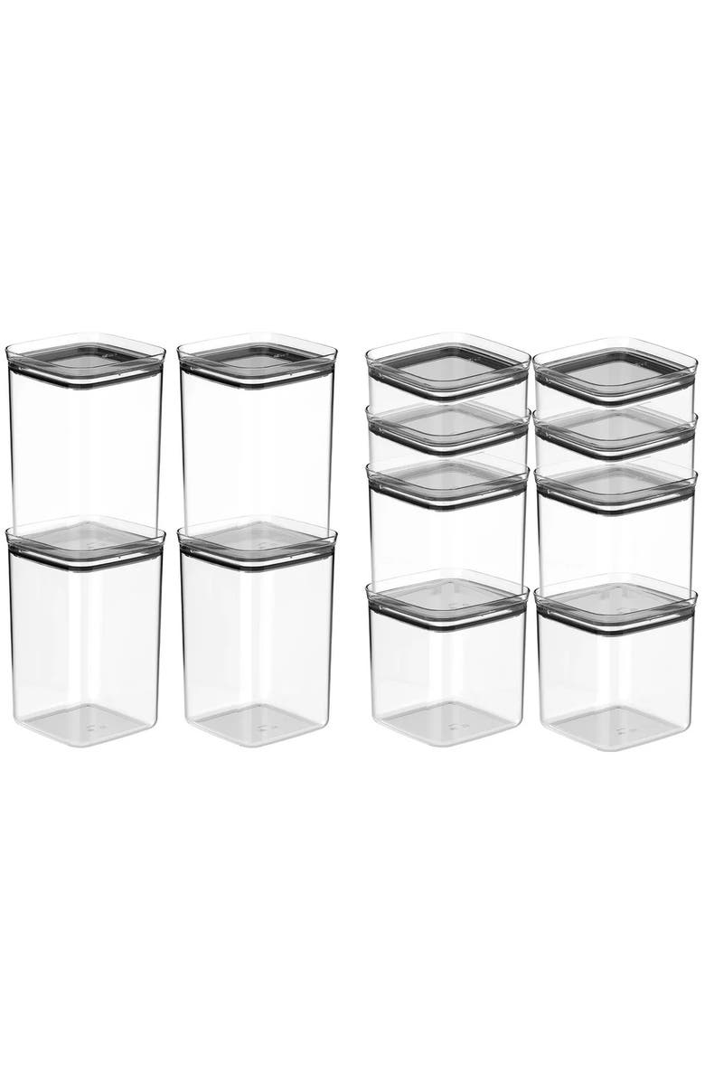 OU Airtight Clear Stackable Food Storage Container Set with Leak Proof Lid, Main, color, 