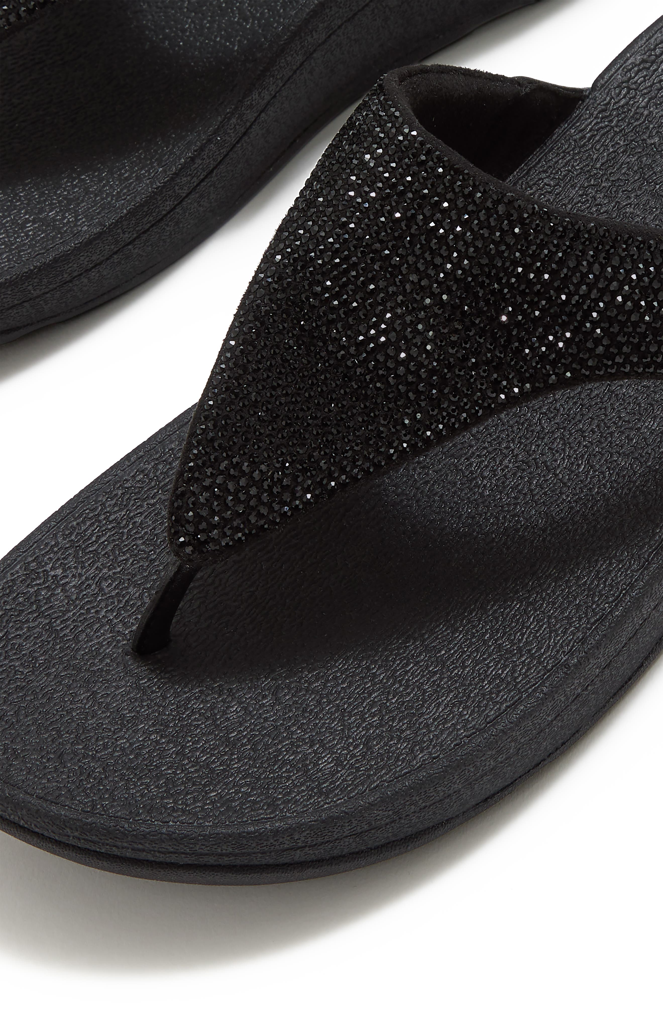 Flowrise Rhinestone Wedge Flip Flop, Alternate, color, BLACK