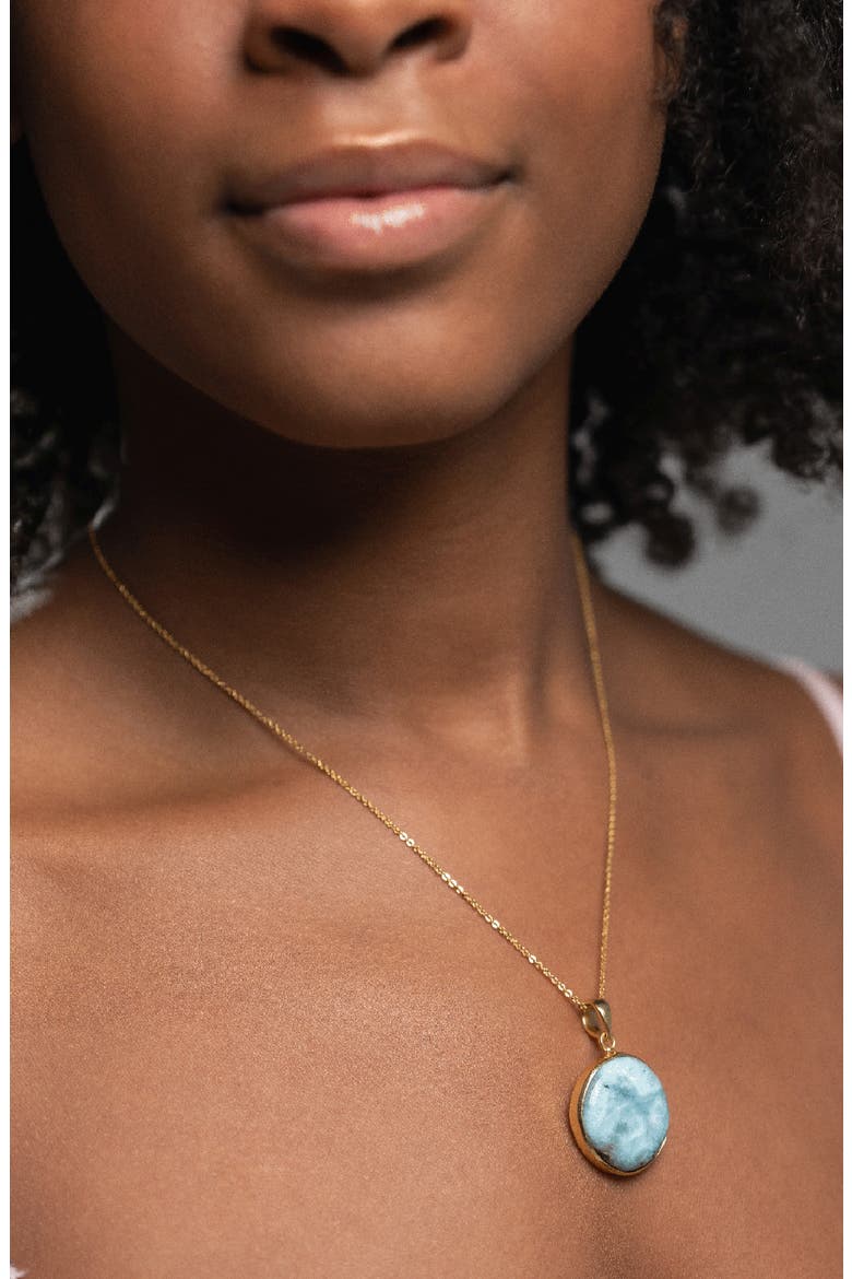 Larimar Pendant Necklace, Alternate, color, GOLD/ LARIMAR